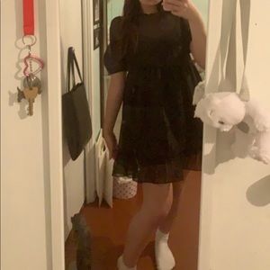 Aritzia black babydoll sheer style dress size xxs